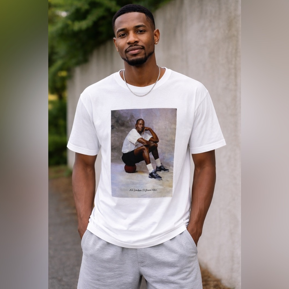 Air Jordan III Mens Michael Jordan Graphic T-Shirt Size large #23 Basketball